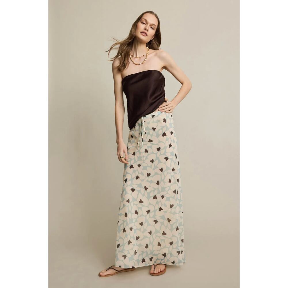 Sister New York Savanna Abstract Heart Skirt Floral Print Pull-On Midi Sz M